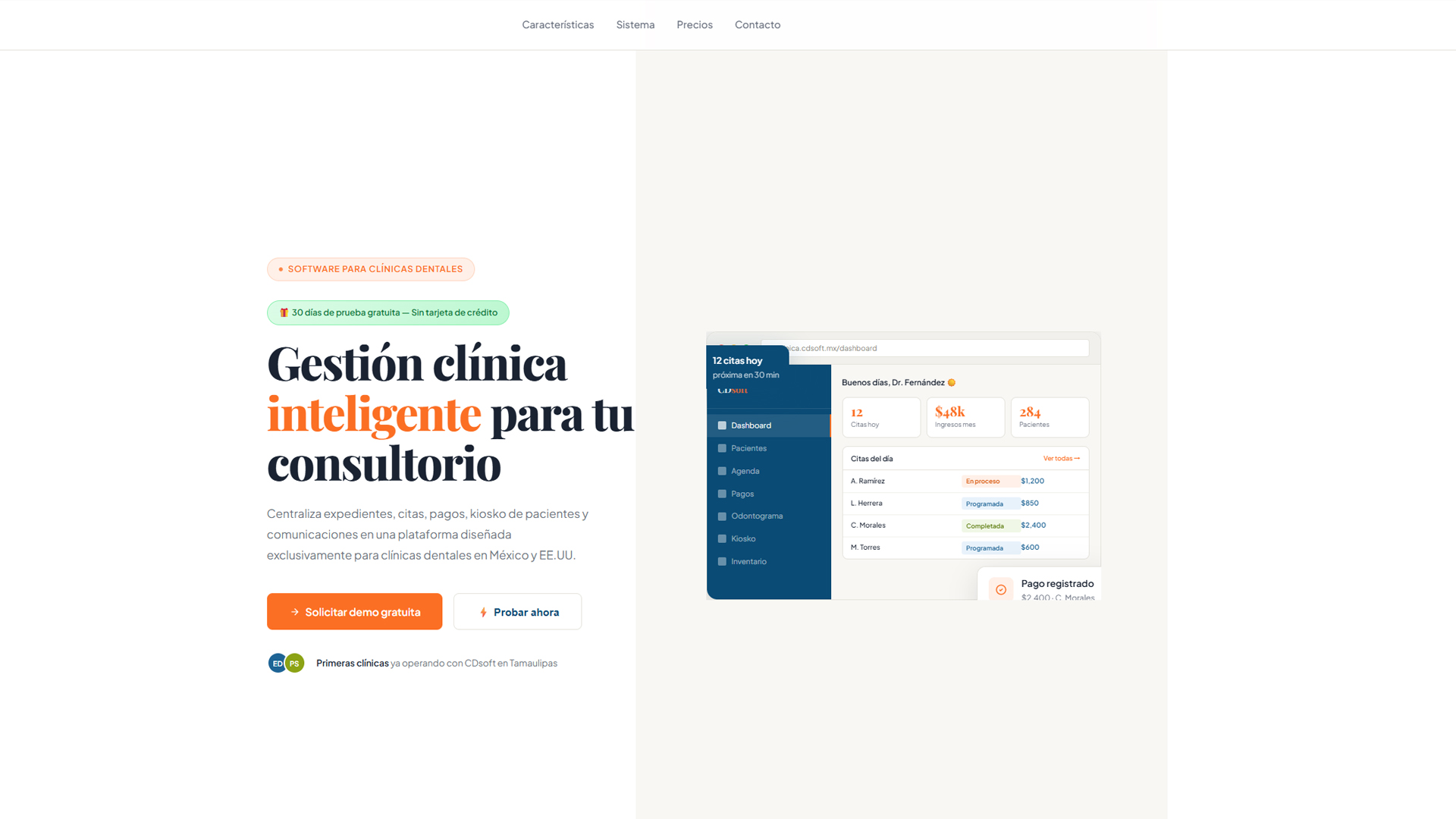 CDsoft · landing principal del SaaS