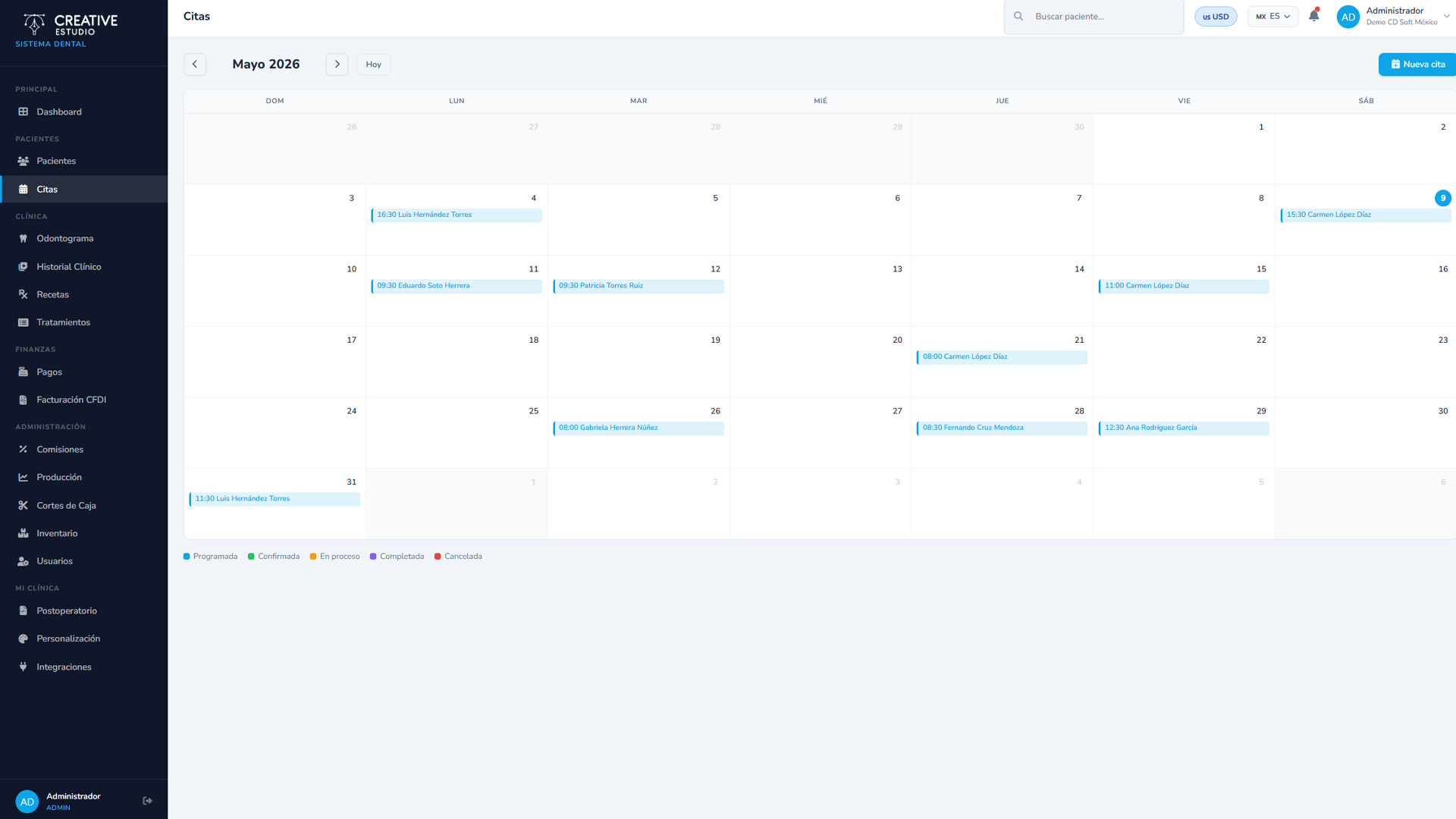 CDsoft · vista de agenda inteligente