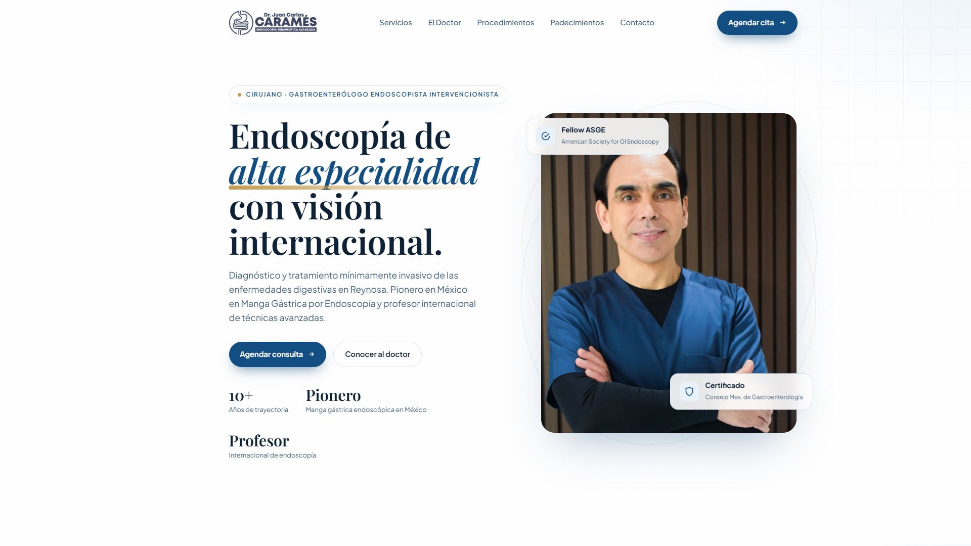 Dr. Juan Carlos Caramés · portada del sitio de endoscopía