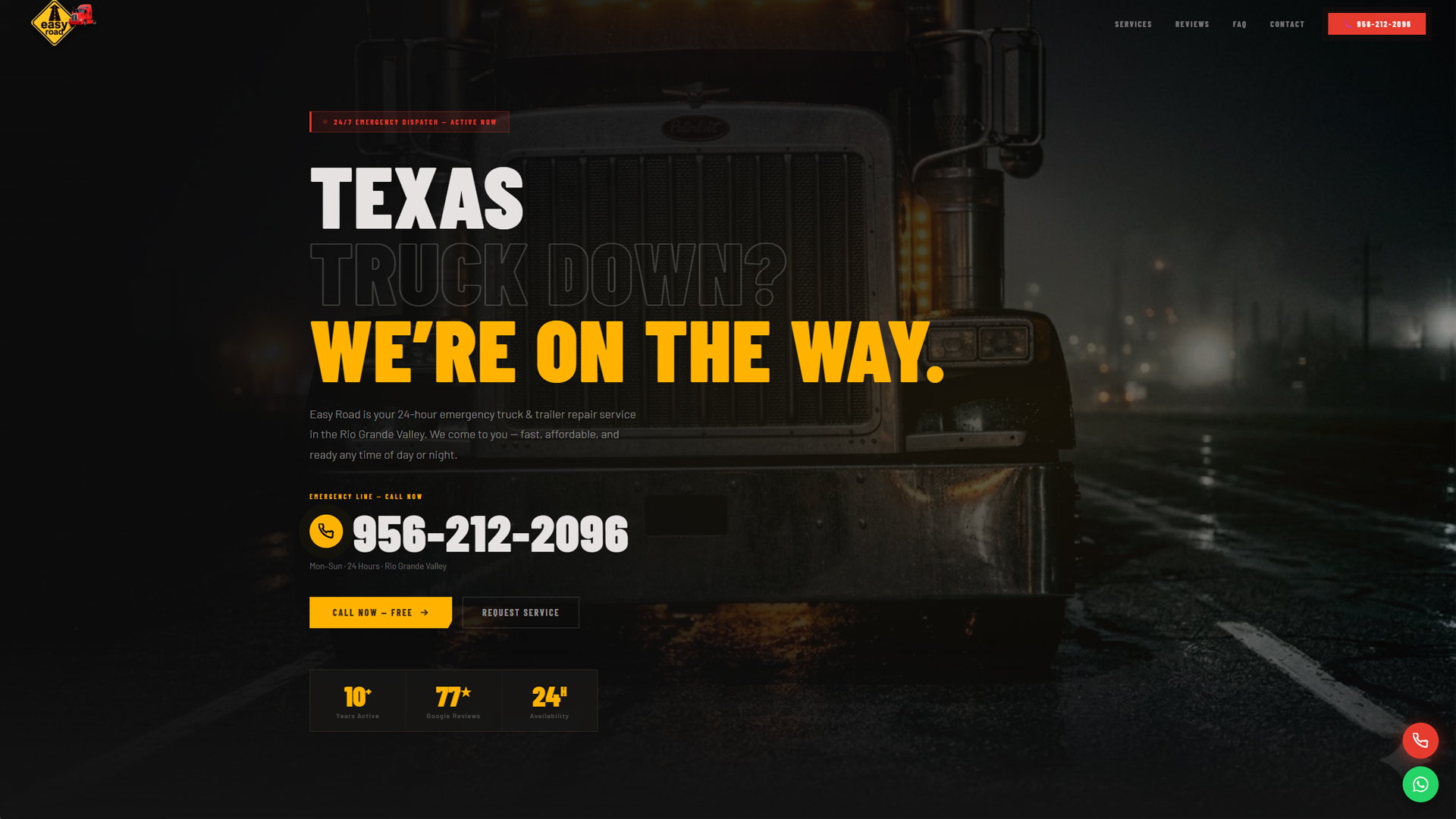 Easy Road Service · vista del sitio en inglés