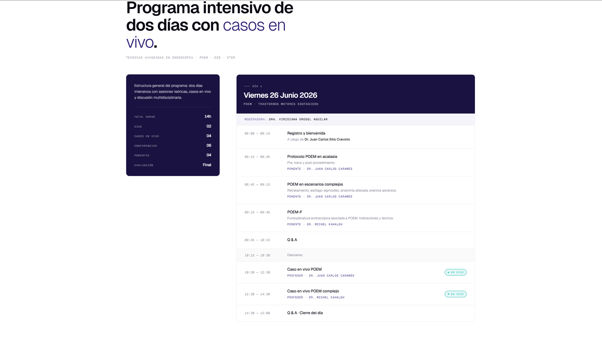HGM Tercer Espacio · sección de docentes y programa