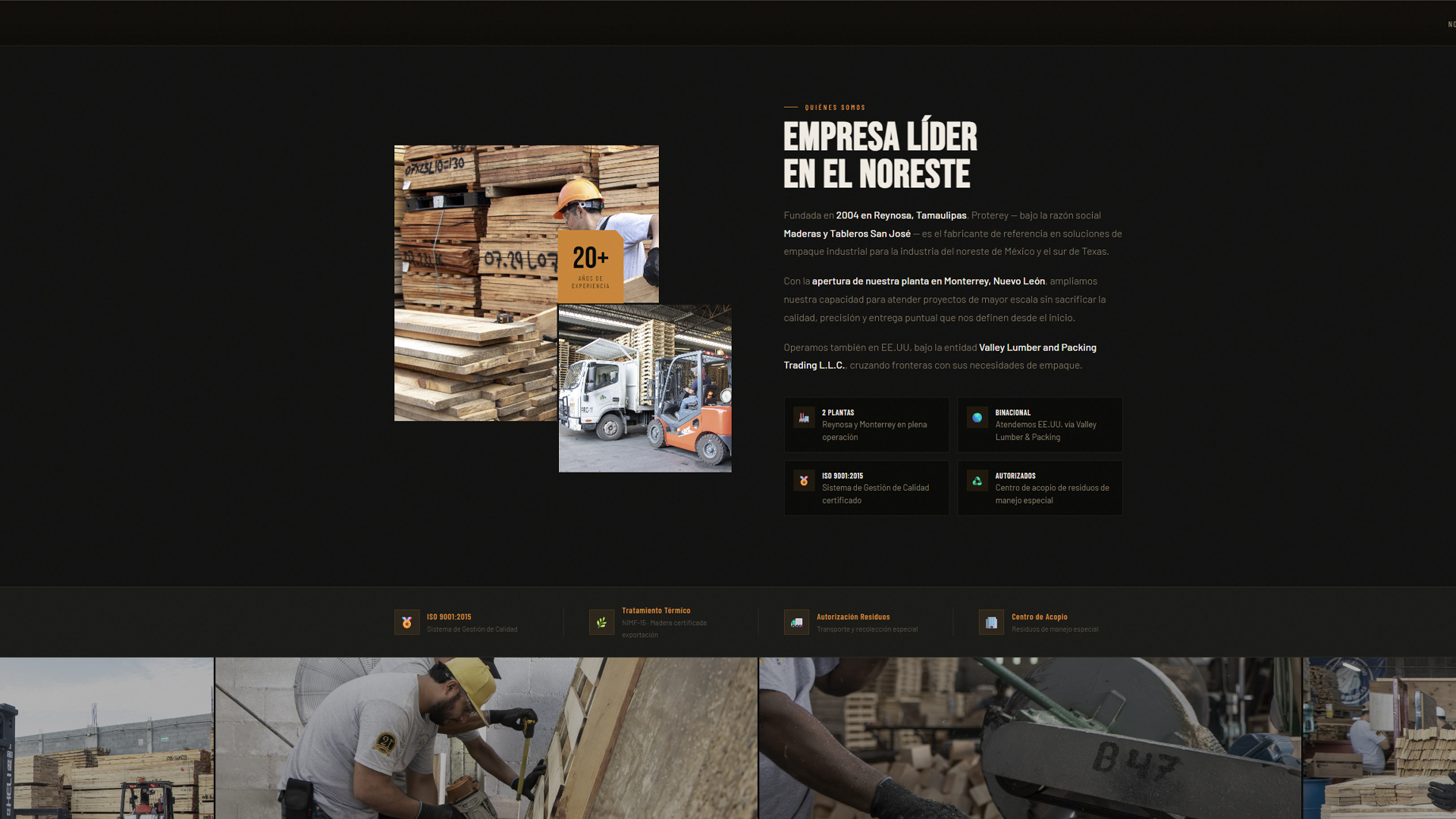 Proterey · seccion de productos y tarimas